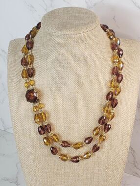Vintage West Germany Lucite Faceted Beaded  Double Strand Necklace